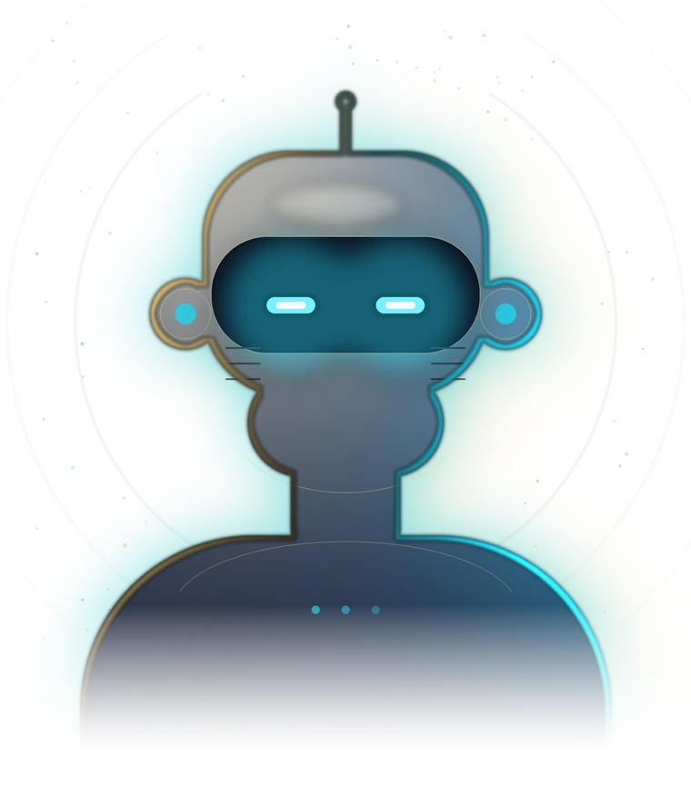 A robot on a dark stage, bowing in thanks